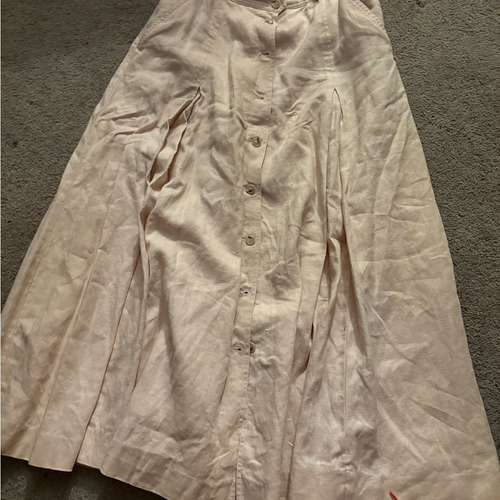 Claiborne Cream A-Line Button Skirt